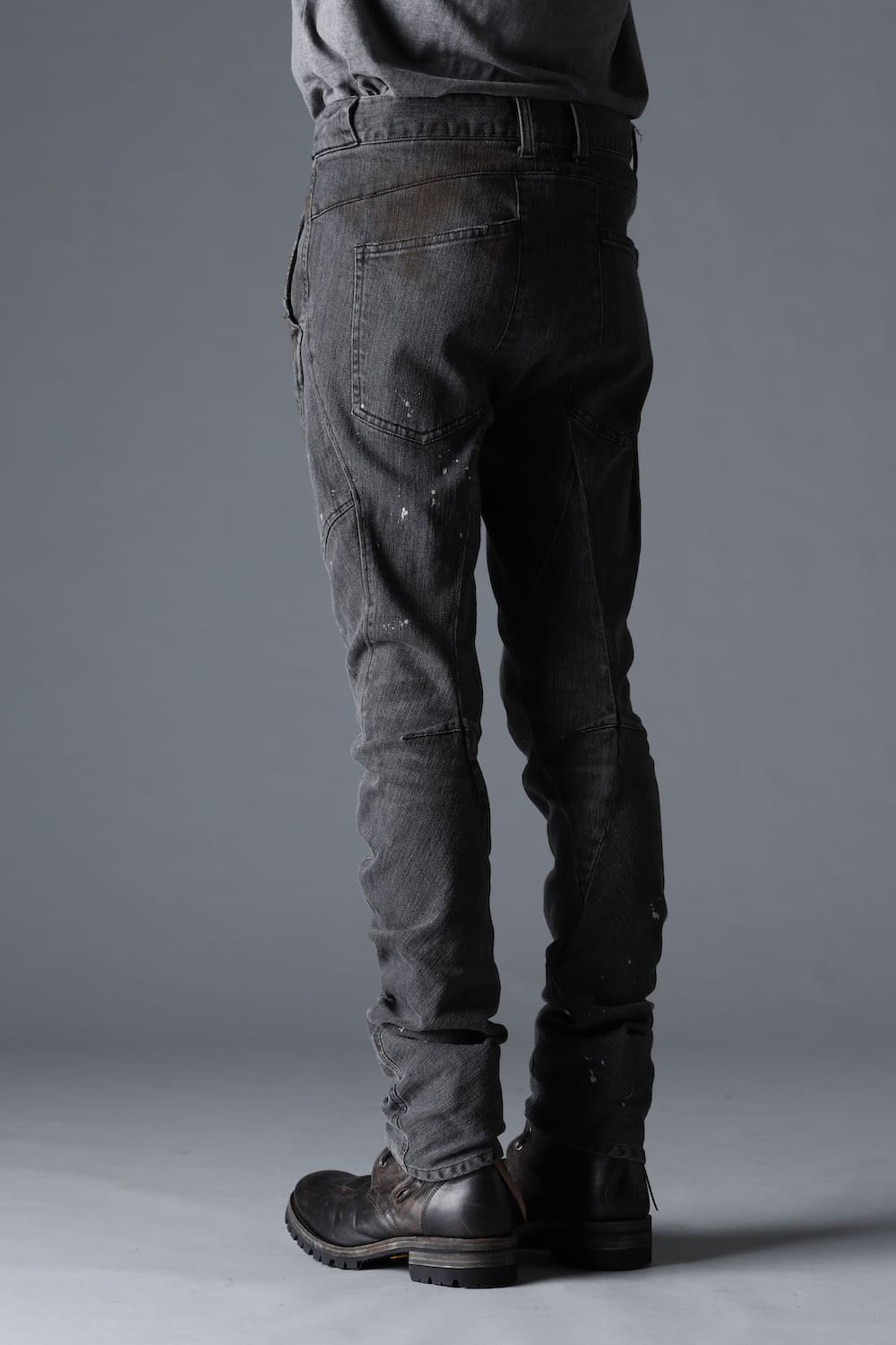 Dusty Effect Stretch Cotton Denim Twisted Curve Slim Pants