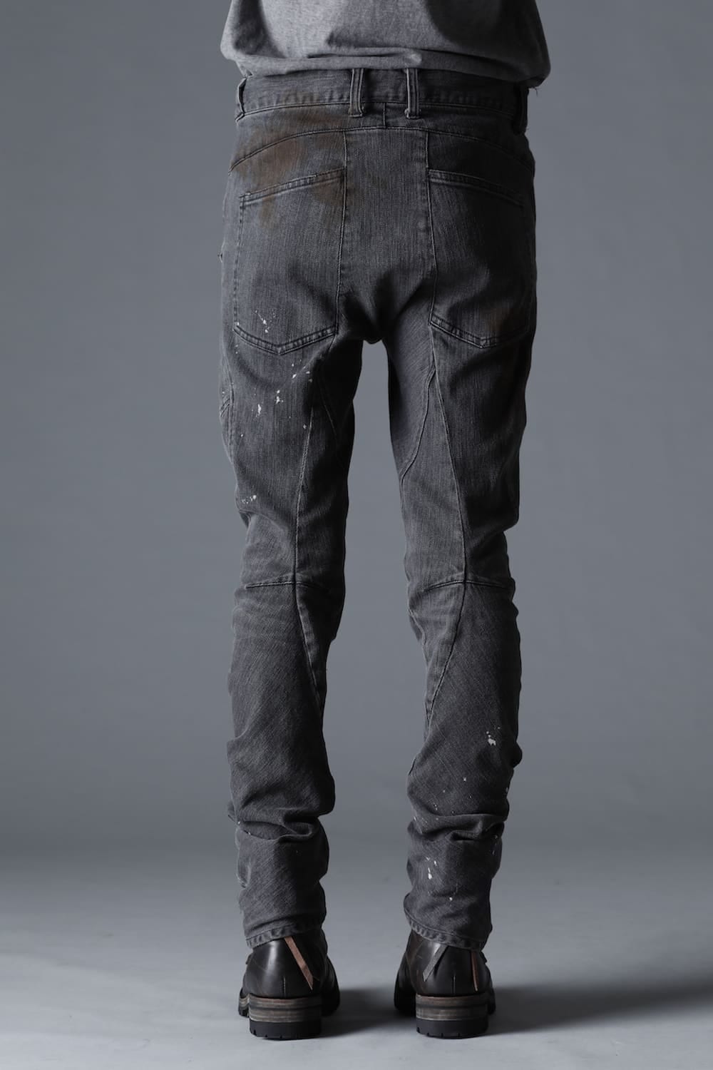 Dusty Effect Stretch Cotton Denim Twisted Curve Slim Pants