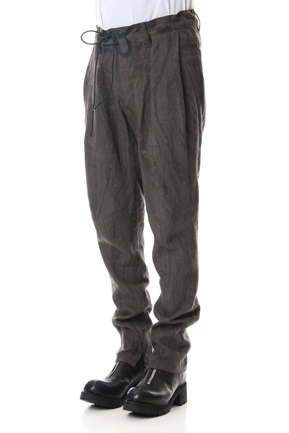 Ink Frow Dyed Linen Tuck Tapered Pants