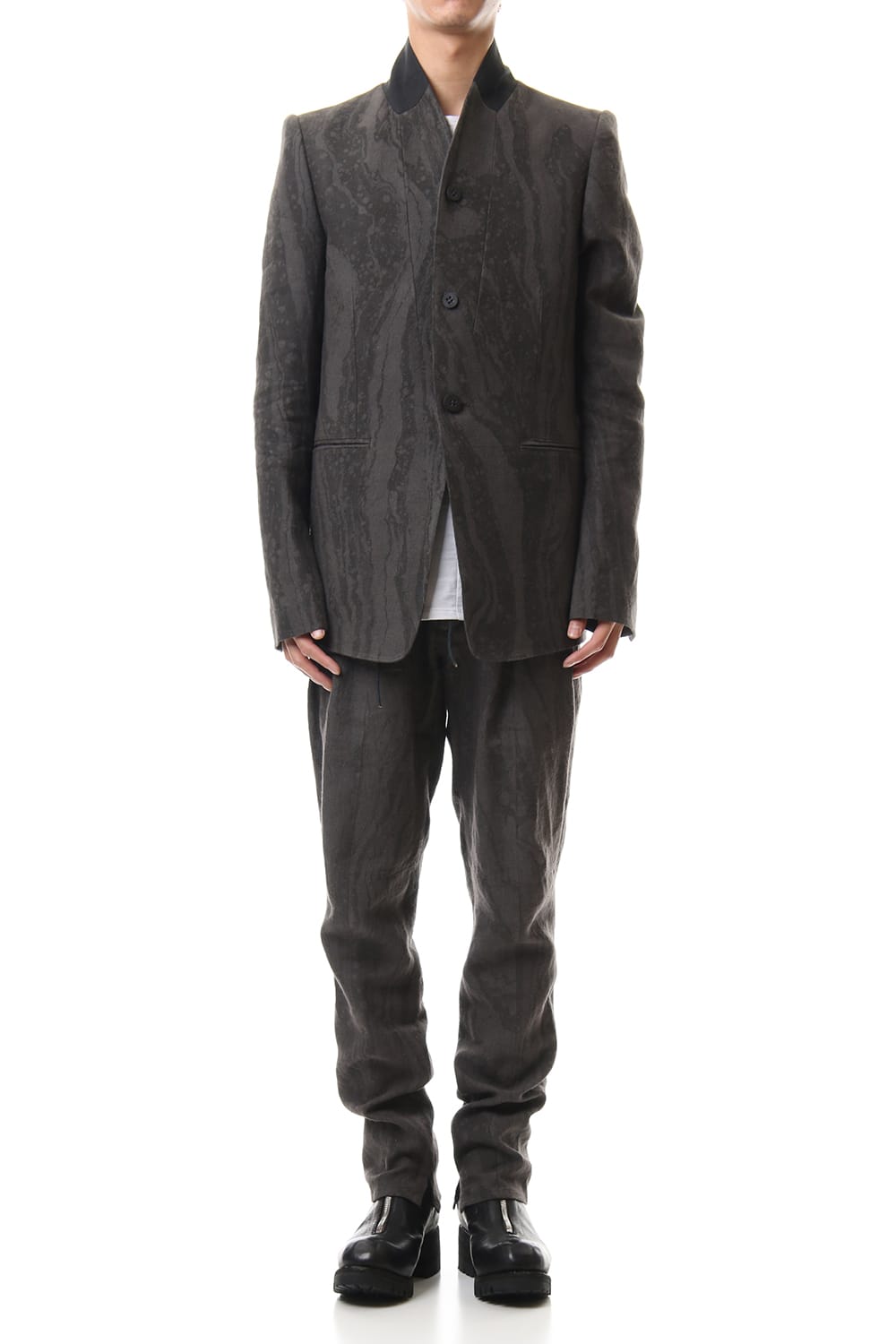 Ink Frow Dyed Linen Tuck Tapered Pants