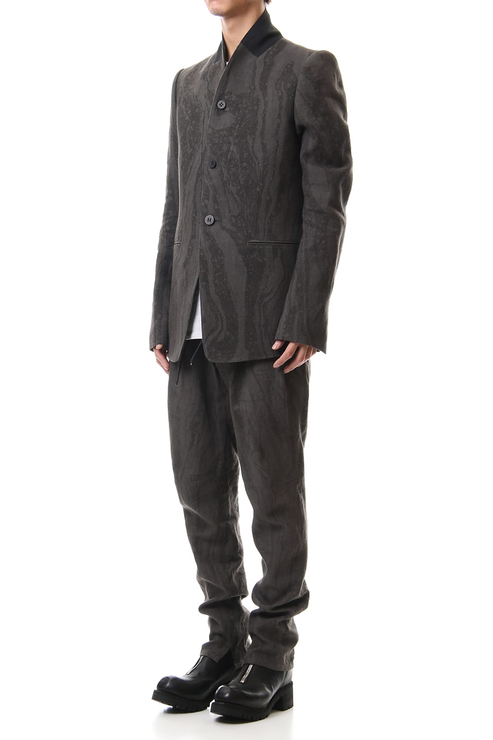 Ink Frow Dyed Linen Tuck Tapered Pants