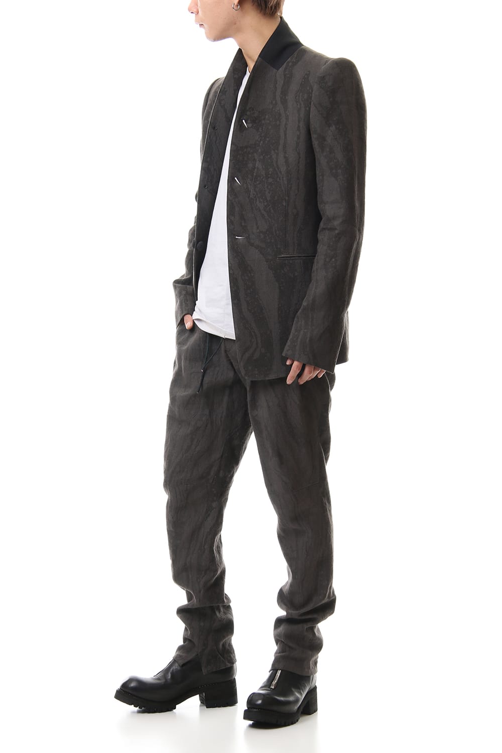 Ink Frow Dyed Linen Tuck Tapered Pants