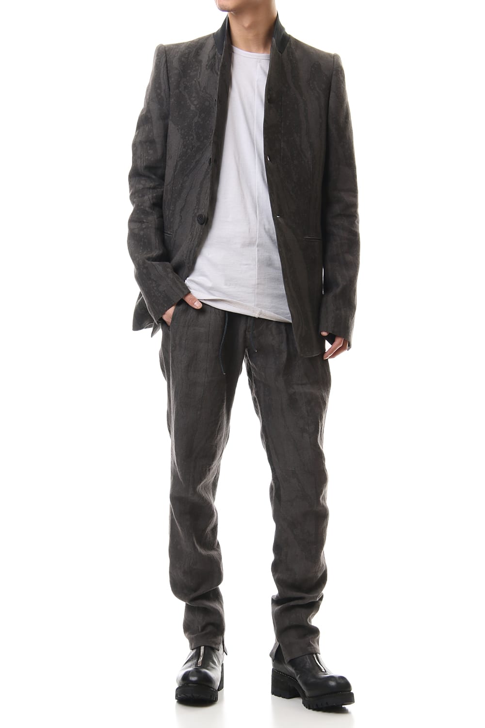 Ink Frow Dyed Linen Tuck Tapered Pants
