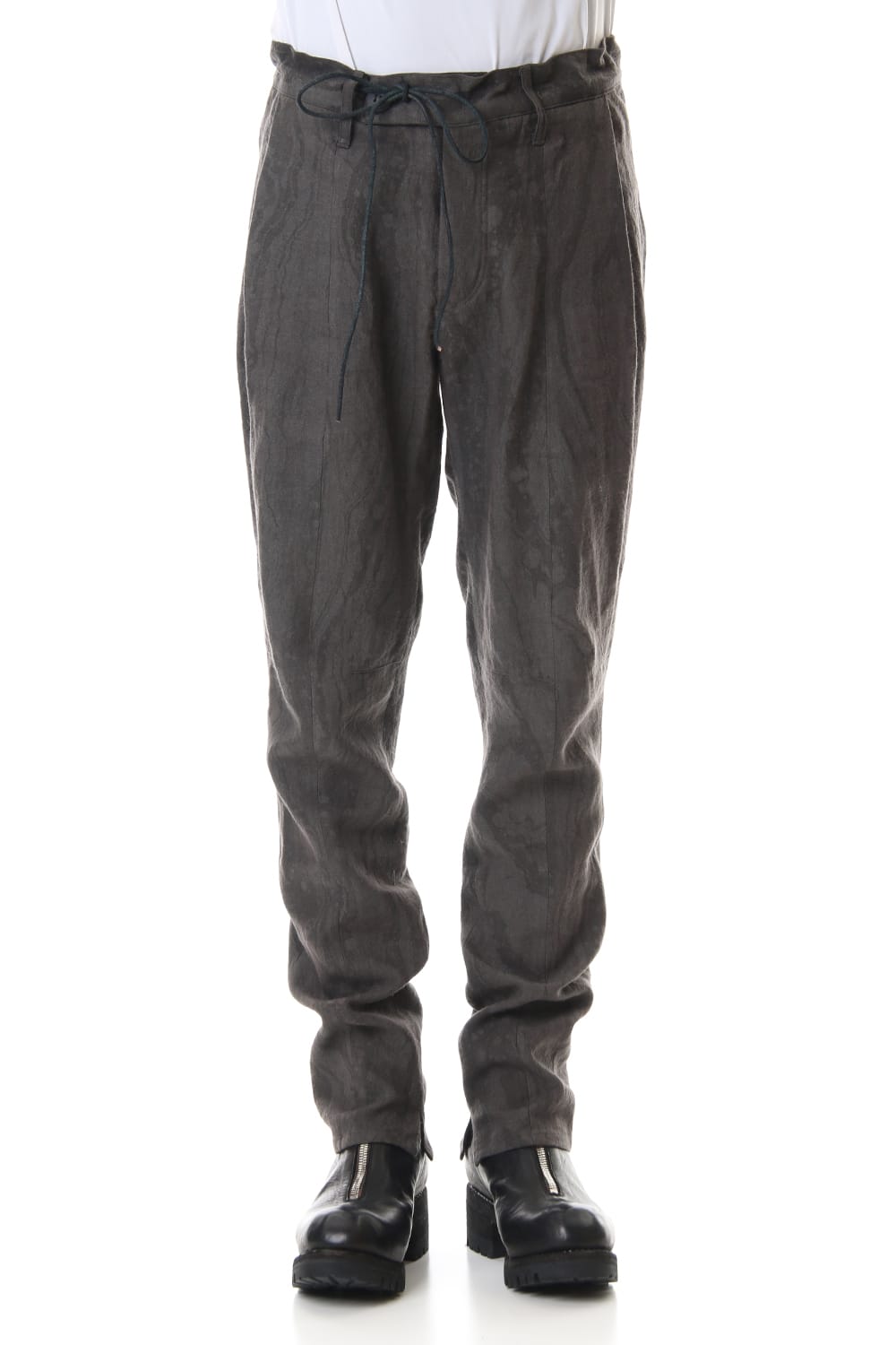 Ink Frow Dyed Linen Tuck Tapered Pants
