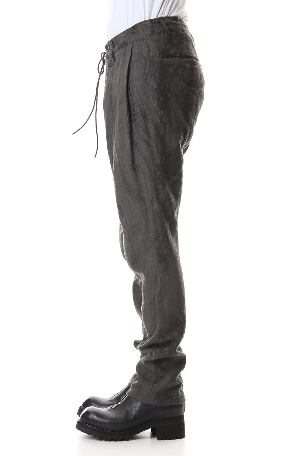 Ink Frow Dyed Linen Tuck Tapered Pants