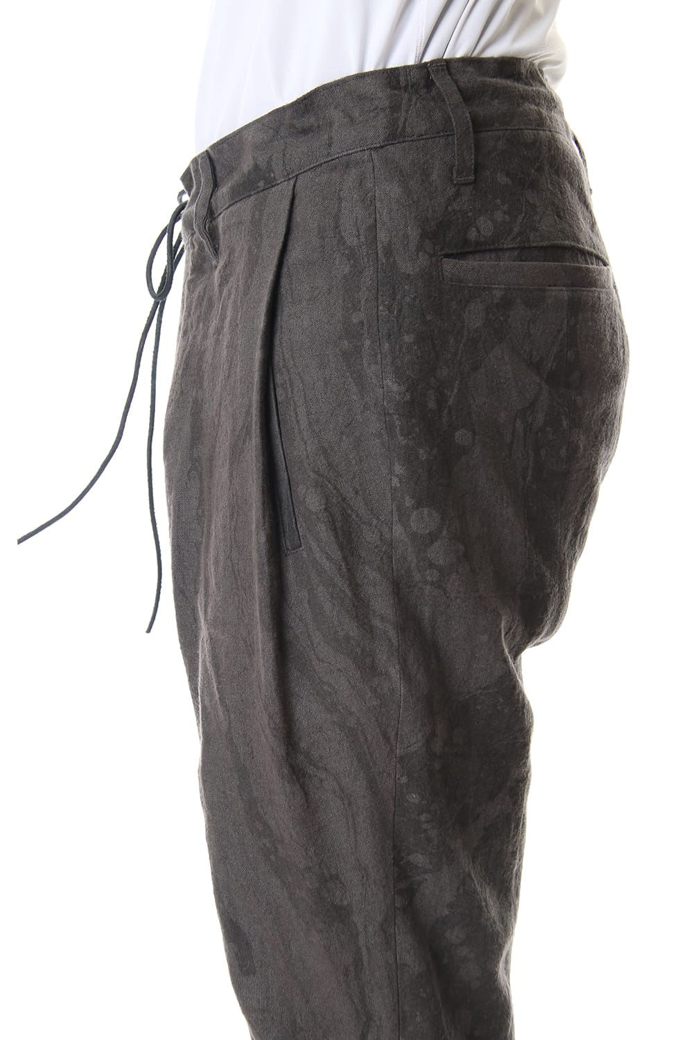 Ink Frow Dyed Linen Tuck Tapered Pants