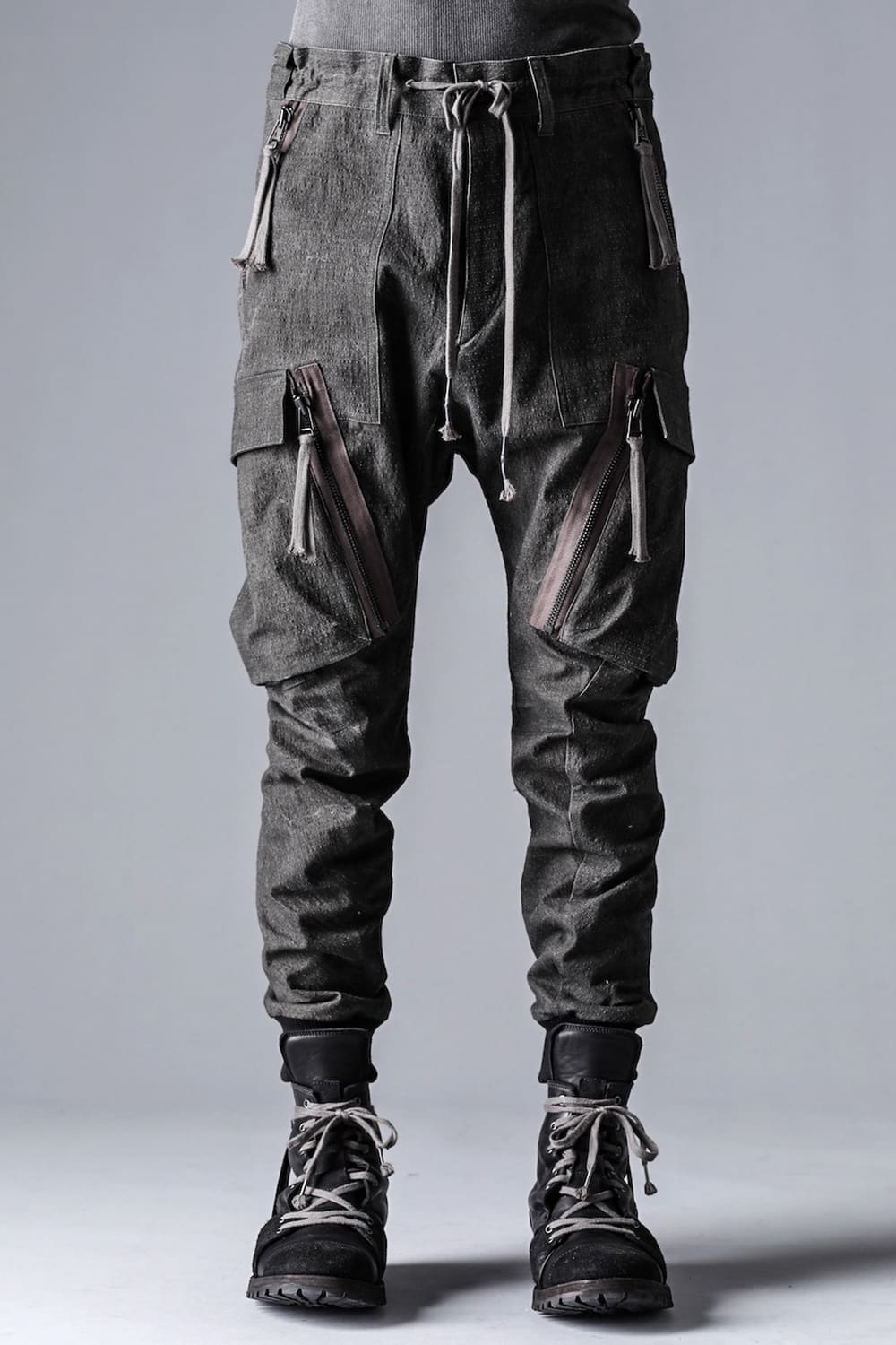 ディンプルワッシャーコットンストレッチリップストップカーゴジョグパンツ ダスト