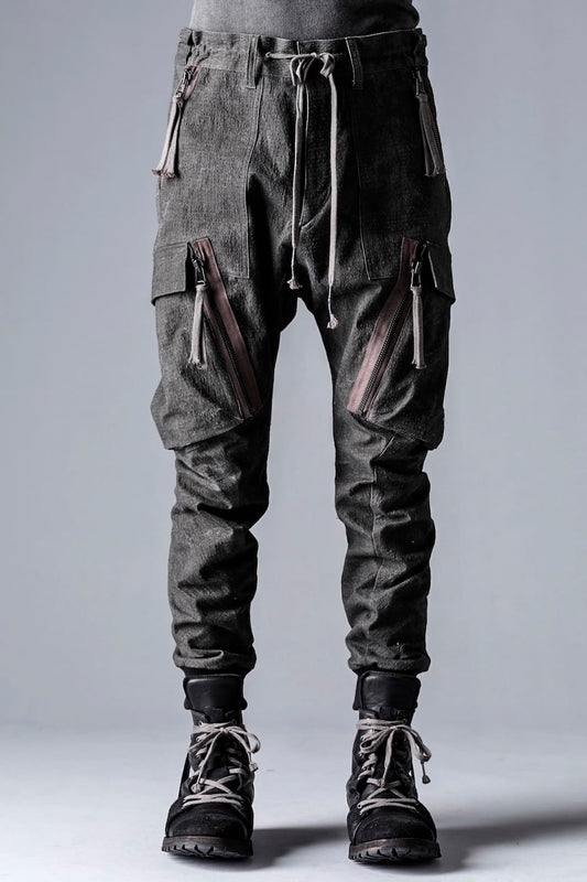 ディンプルワッシャーコットンストレッチリップストップカーゴジョグパンツ ダスト