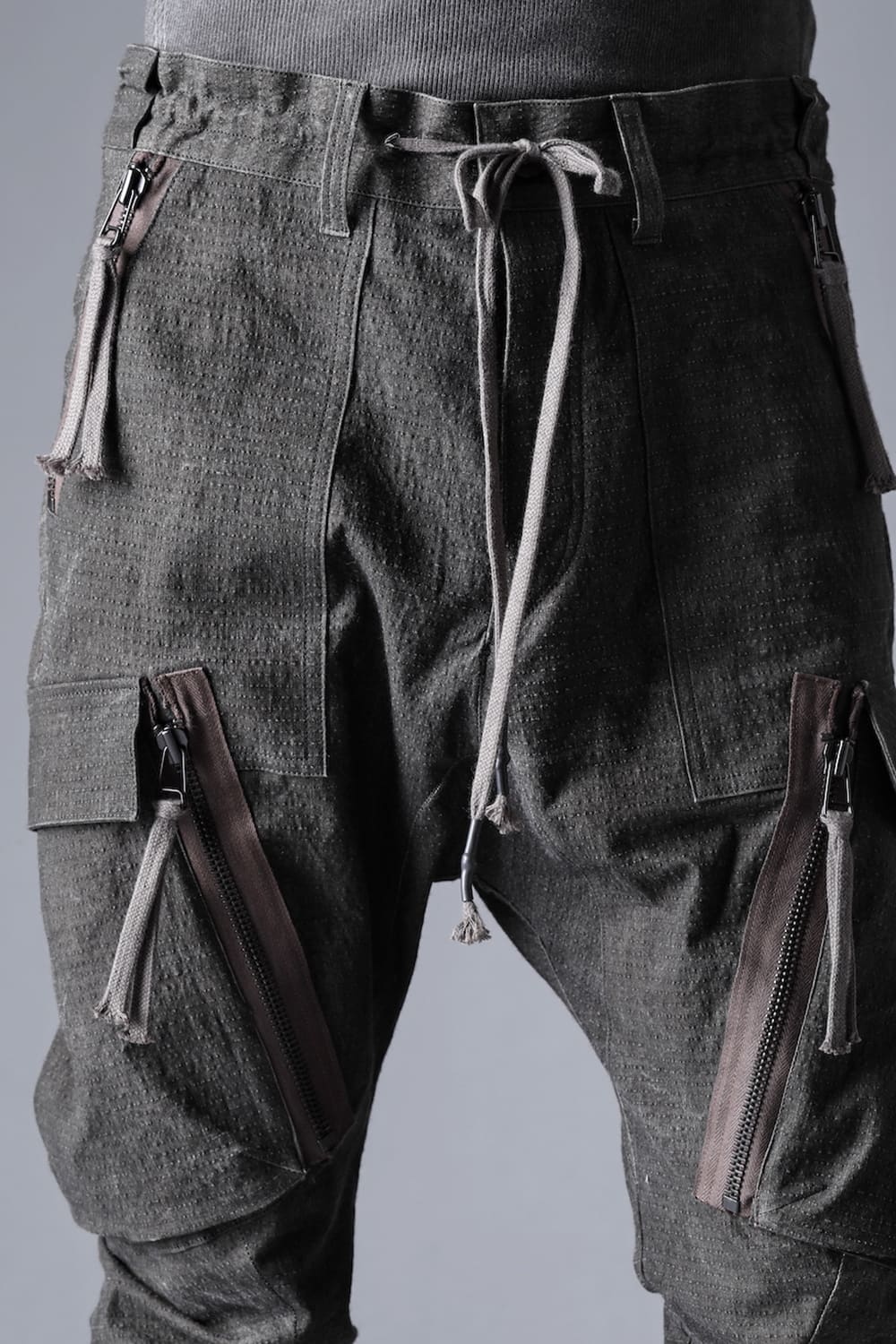 ディンプルワッシャーコットンストレッチリップストップカーゴジョグパンツ ダスト