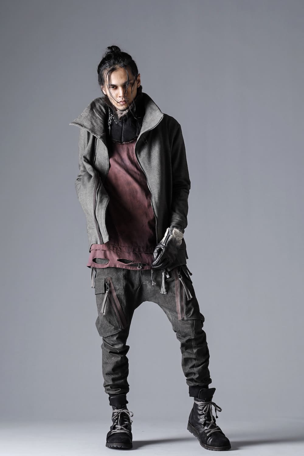 ディンプルワッシャーコットンストレッチリップストップカーゴジョグパンツ ダスト