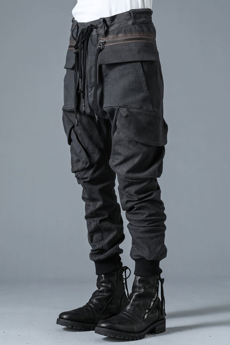 Super Stretch Cotton Denim Cargo Jog Pants Charcoal