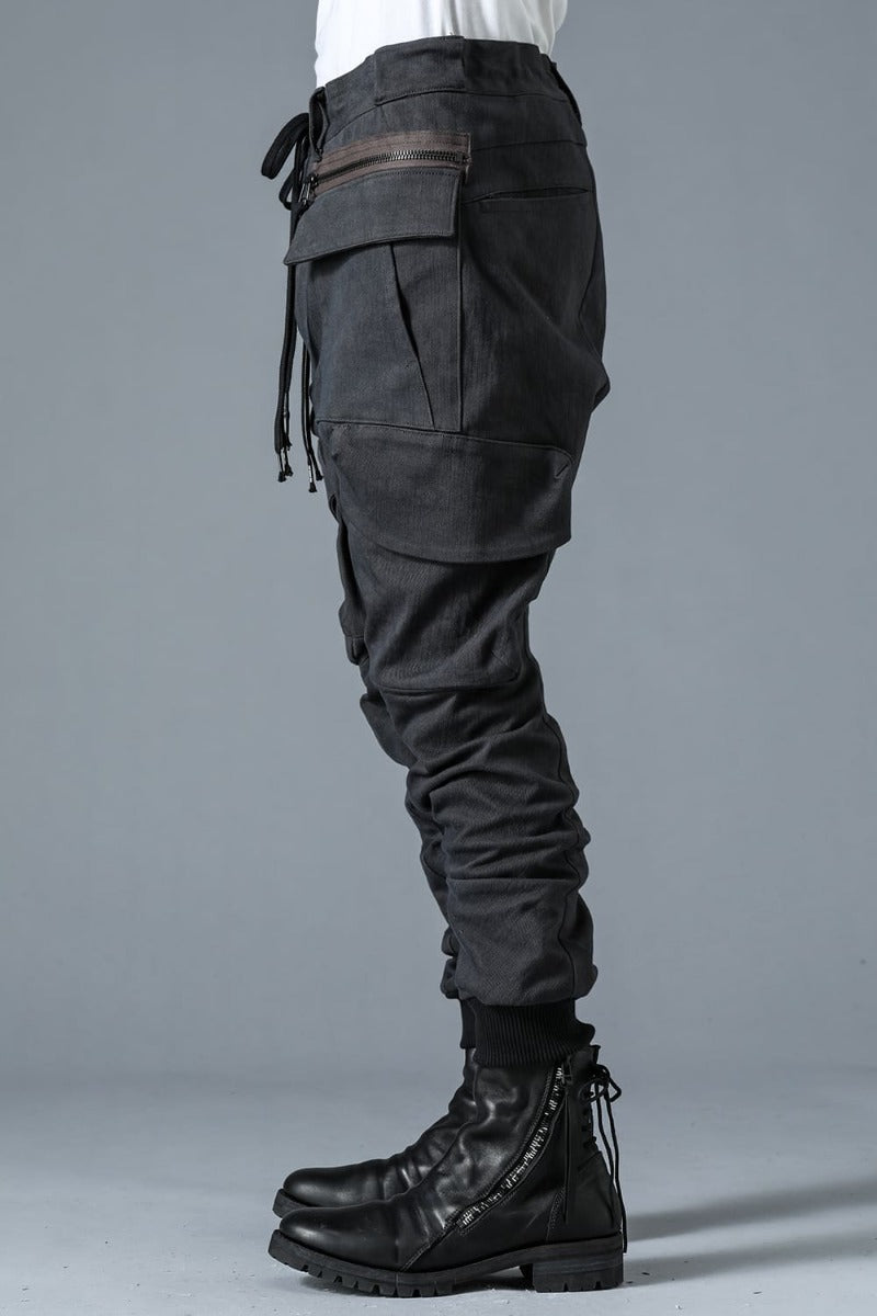 Super Stretch Cotton Denim Cargo Jog Pants Charcoal