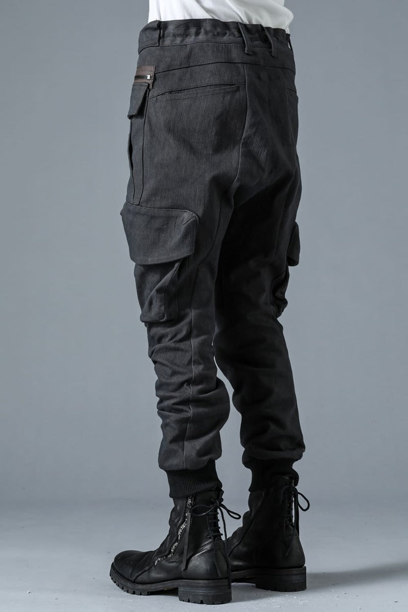 Super Stretch Cotton Denim Cargo Jog Pants Charcoal