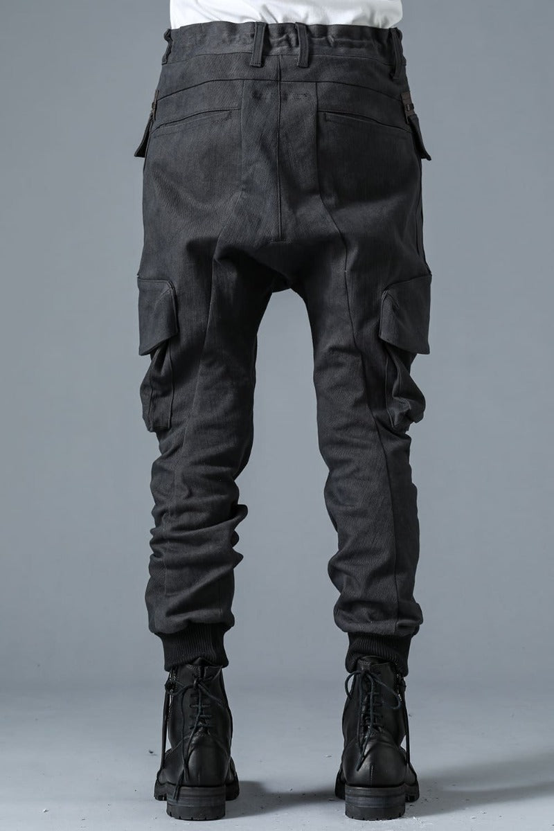 Super Stretch Cotton Denim Cargo Jog Pants Charcoal