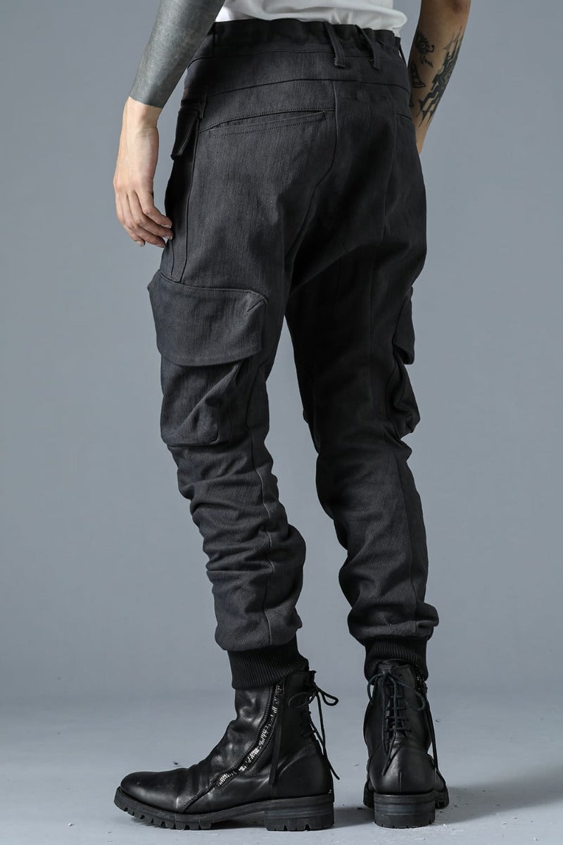 Super Stretch Cotton Denim Cargo Jog Pants Charcoal