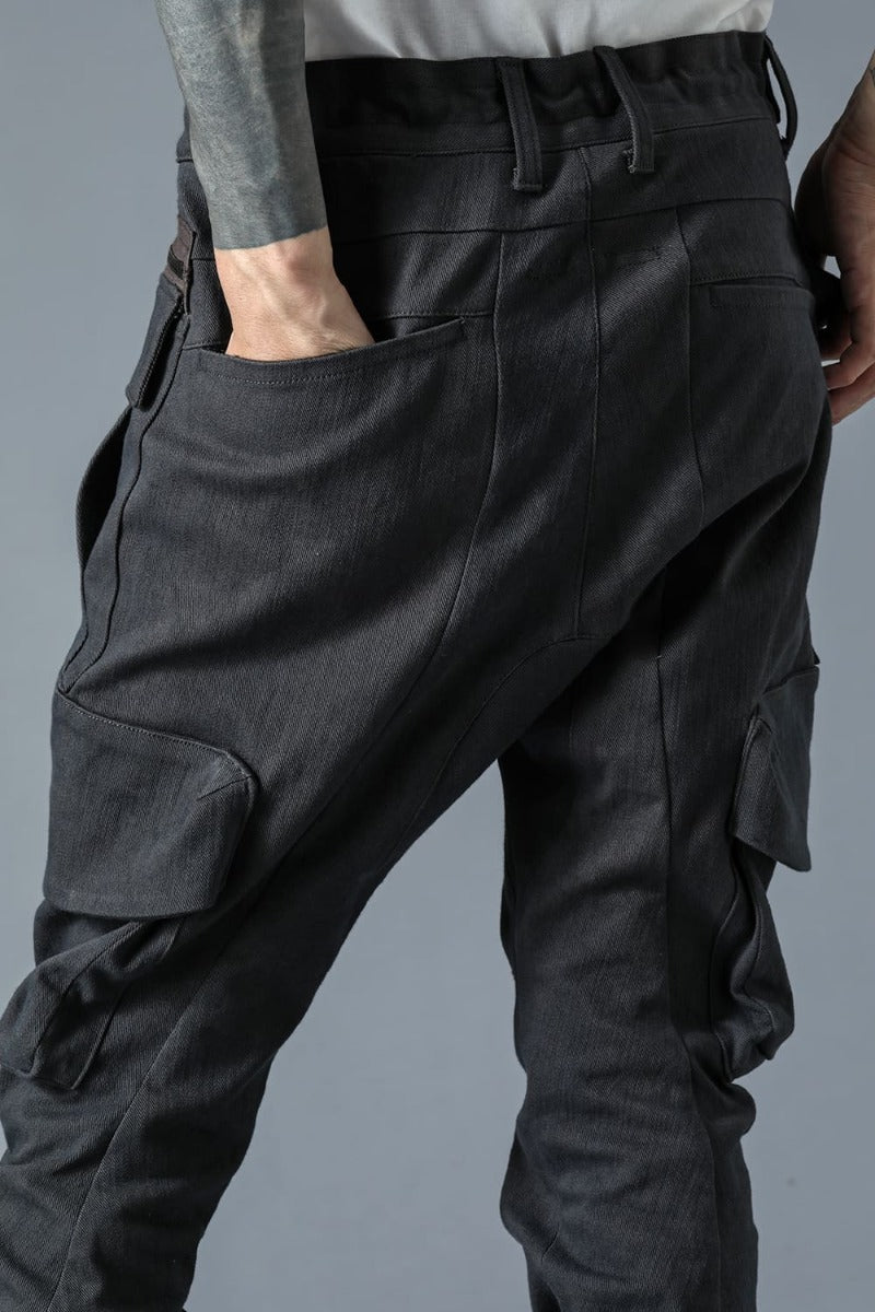 Super Stretch Cotton Denim Cargo Jog Pants Charcoal