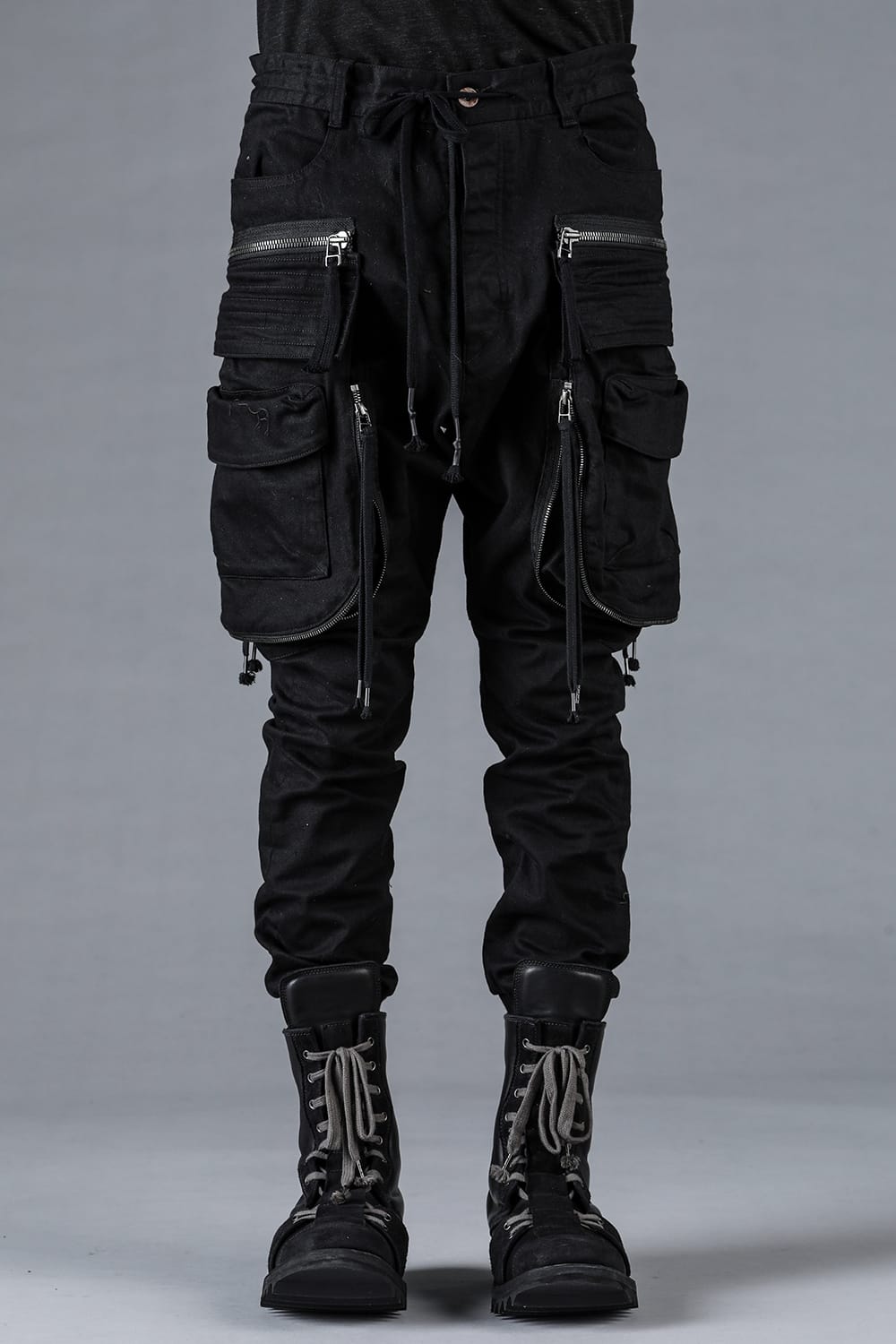 Stretch Denim Multi-Pocket Cargo Jogger Pants