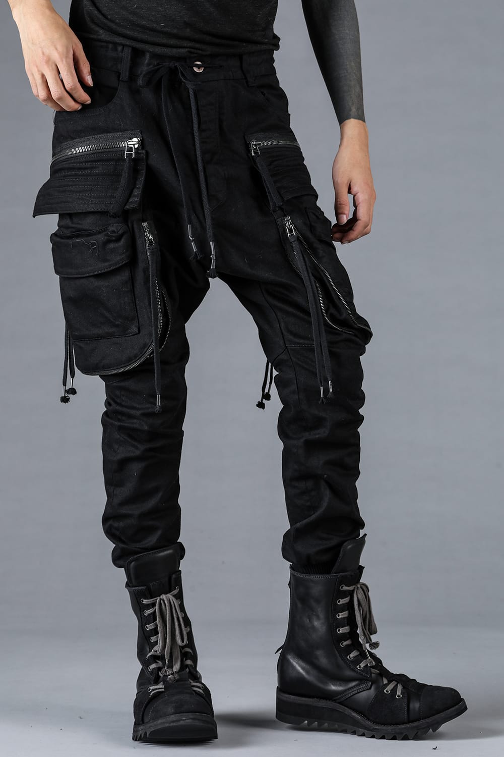 Stretch Denim Multi-Pocket Cargo Jogger Pants