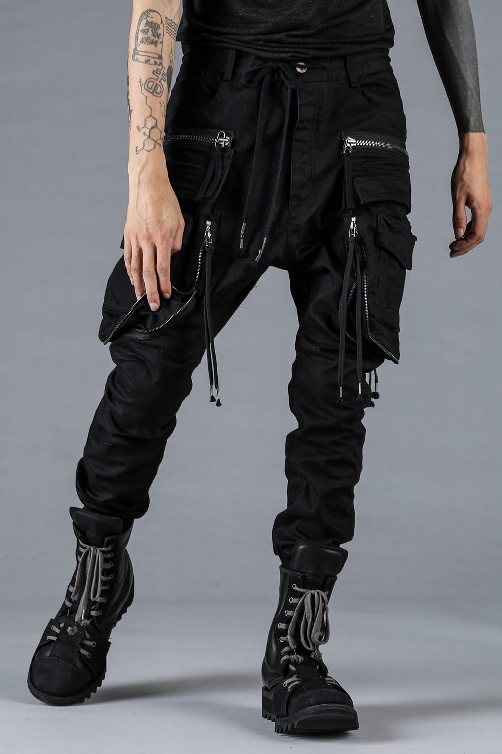 Stretch Denim Multi-Pocket Cargo Jogger Pants