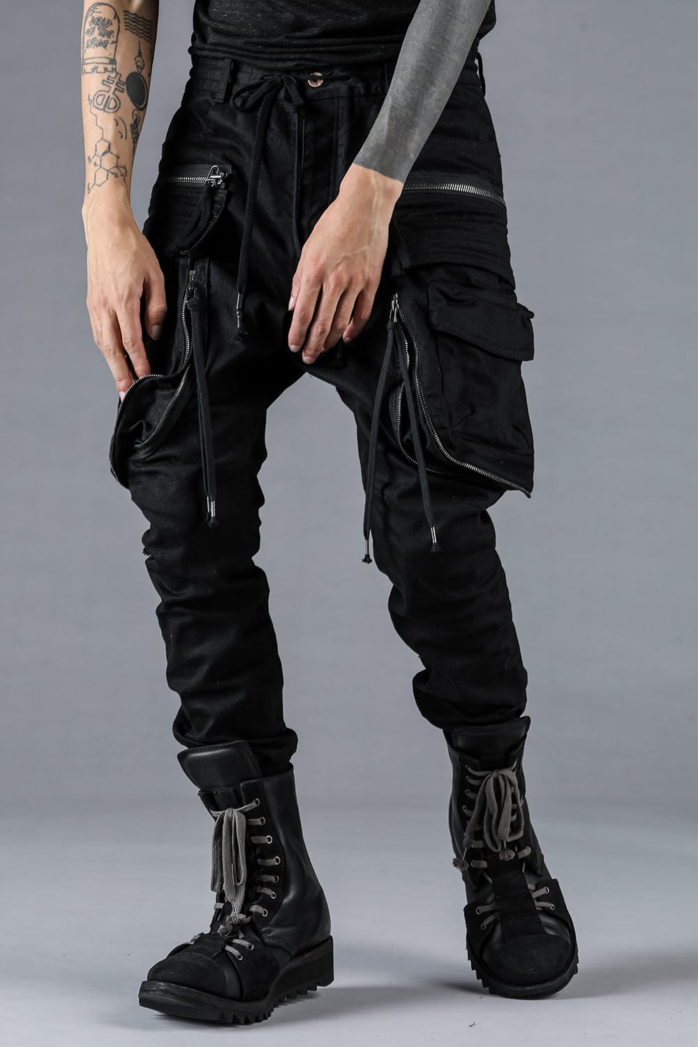 Stretch Denim Multi-Pocket Cargo Jogger Pants