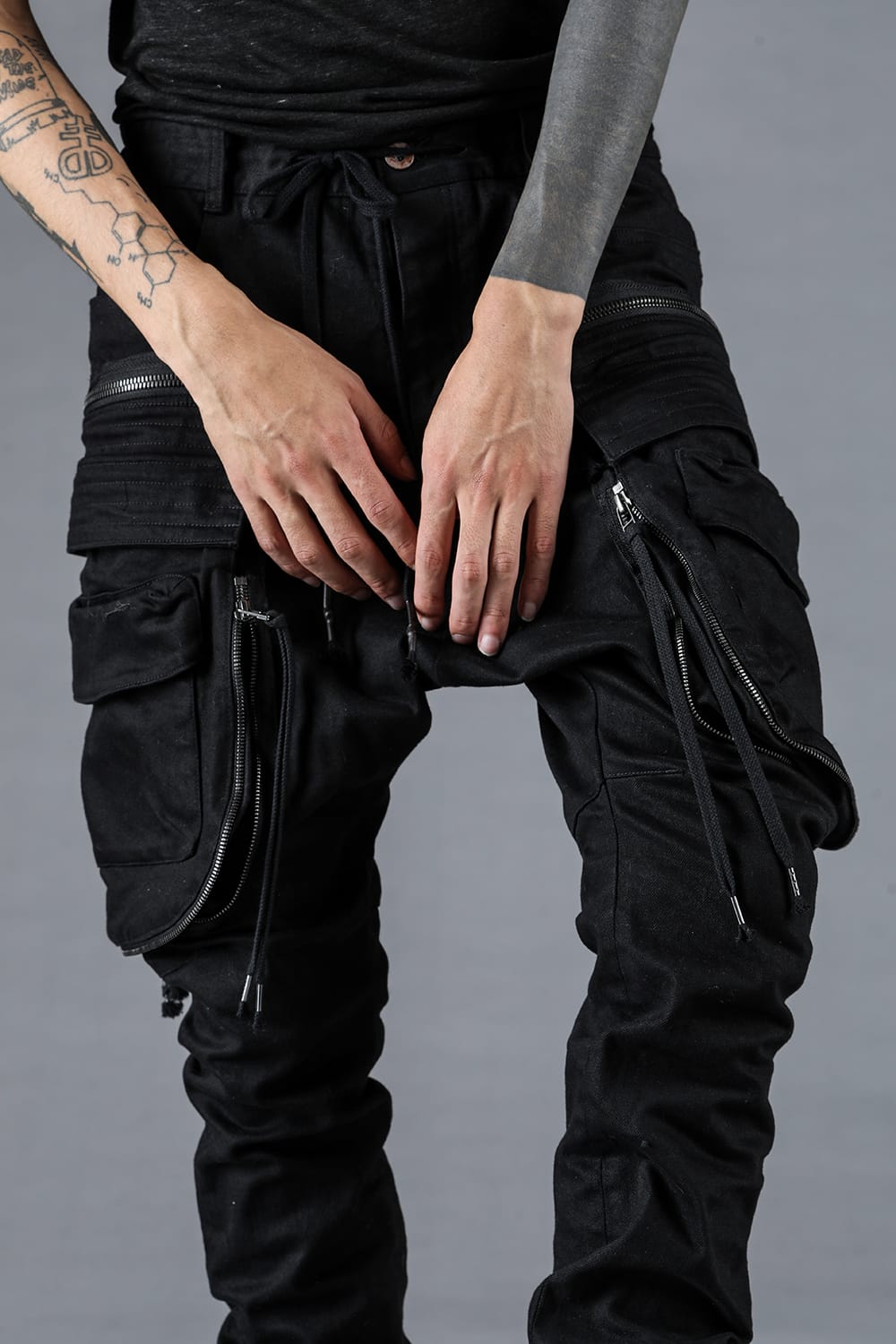 Stretch Denim Multi-Pocket Cargo Jogger Pants