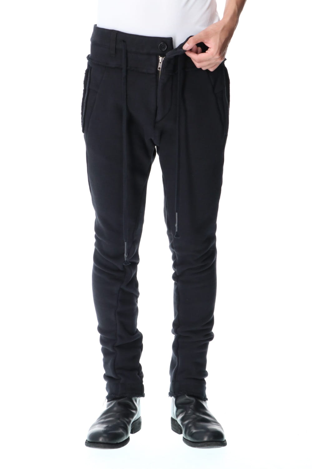 Hyper stretch Cotton jersey Drop Crotch Sim pants Black