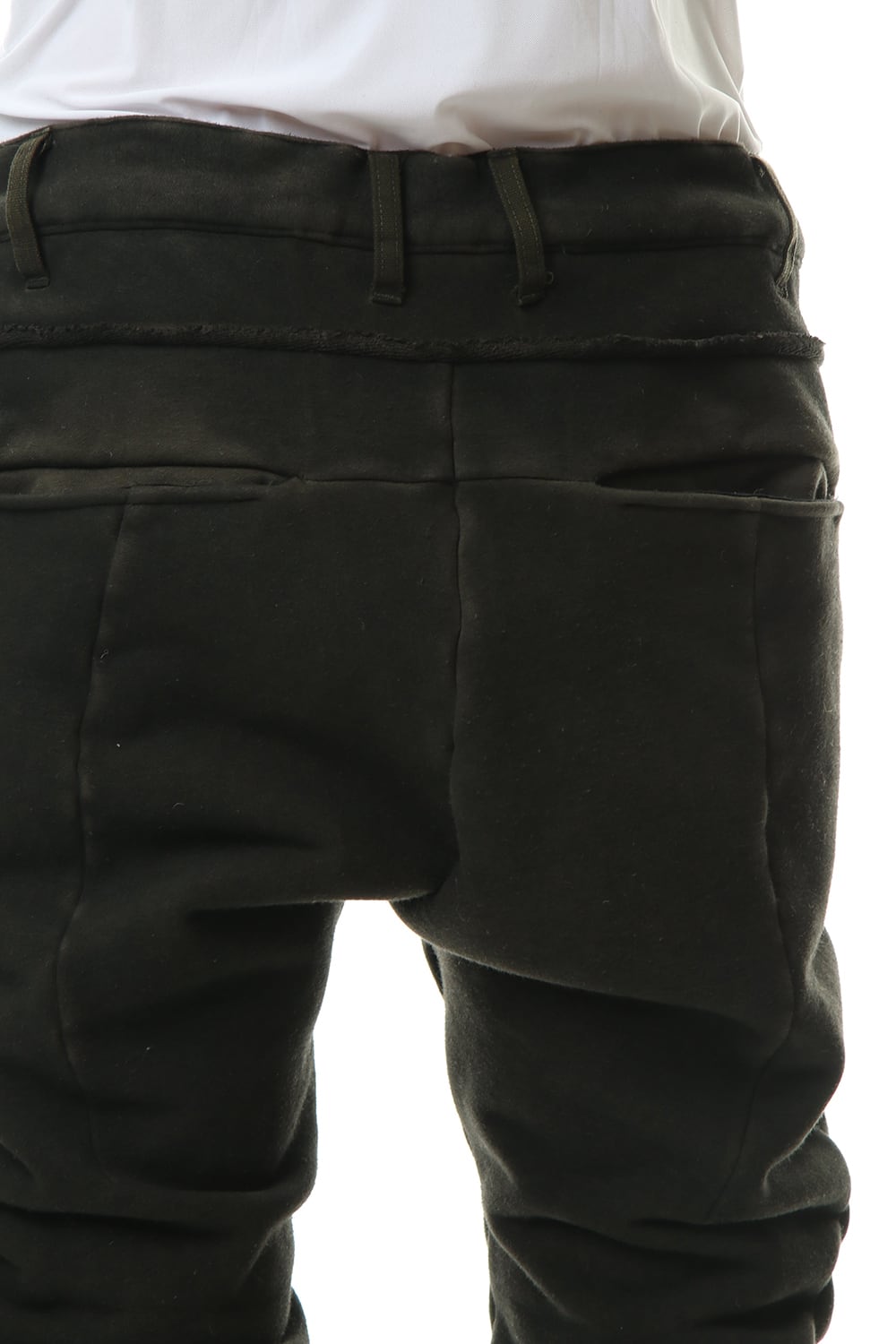 ハイパーストレッチ コットンジャージー ドロップクロッチスリムパンツ カーキ