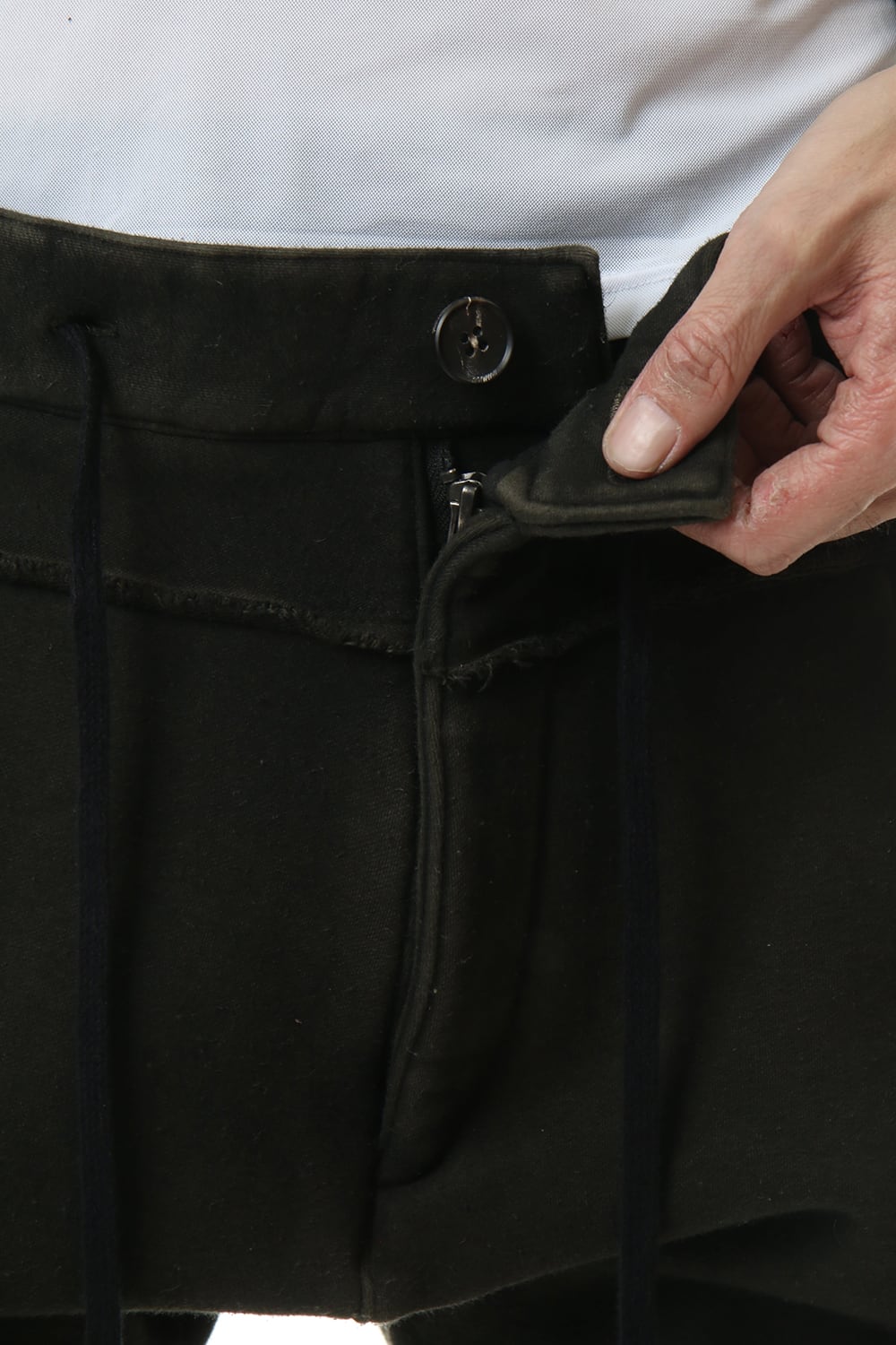 ハイパーストレッチ コットンジャージー ドロップクロッチスリムパンツ カーキ