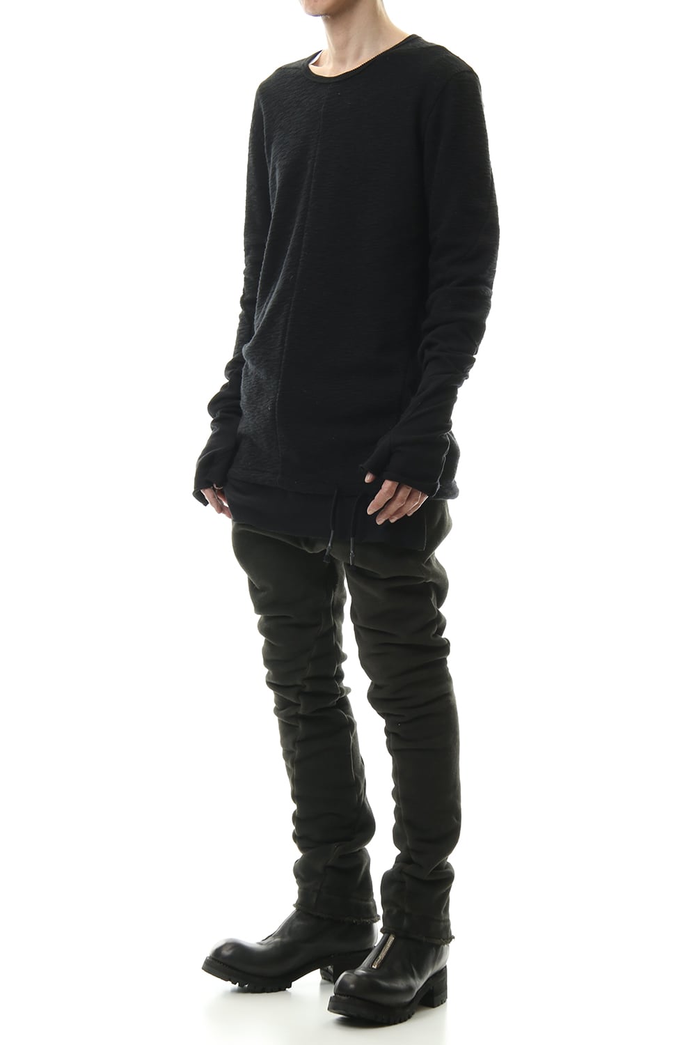 ハイパーストレッチ コットンジャージー ドロップクロッチスリムパンツ カーキ