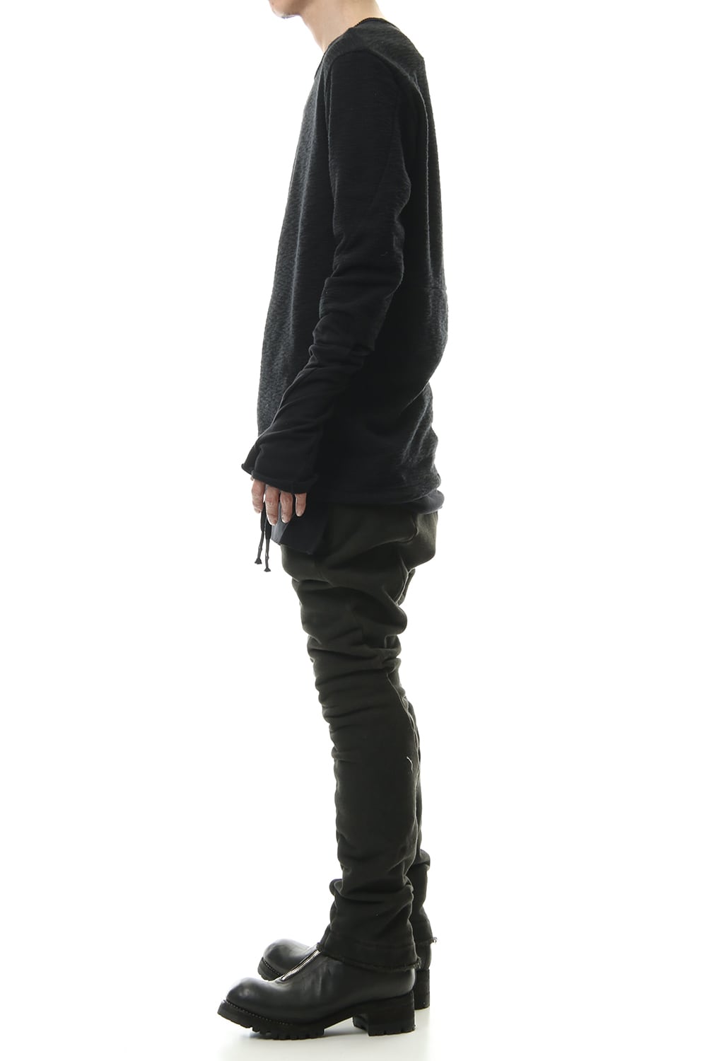 ハイパーストレッチ コットンジャージー ドロップクロッチスリムパンツ カーキ