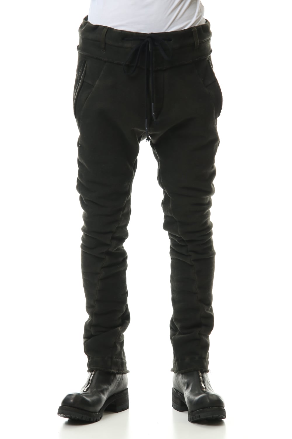 ハイパーストレッチ コットンジャージー ドロップクロッチスリムパンツ カーキ