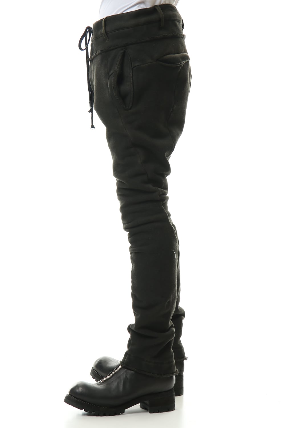 ハイパーストレッチ コットンジャージー ドロップクロッチスリムパンツ カーキ