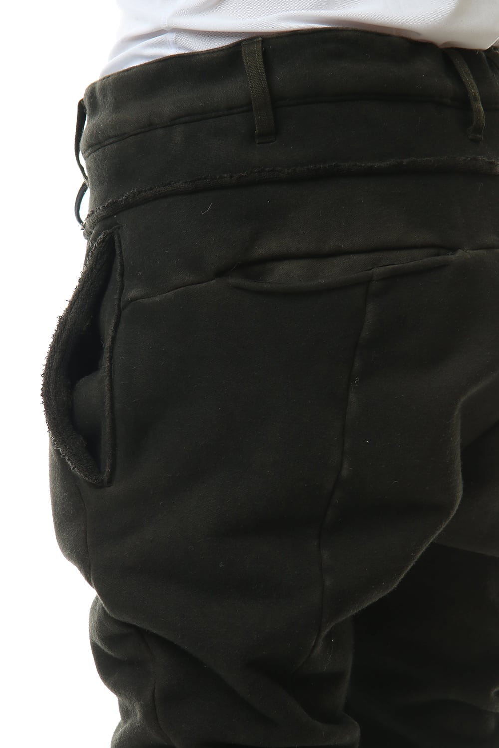 ハイパーストレッチ コットンジャージー ドロップクロッチスリムパンツ カーキ