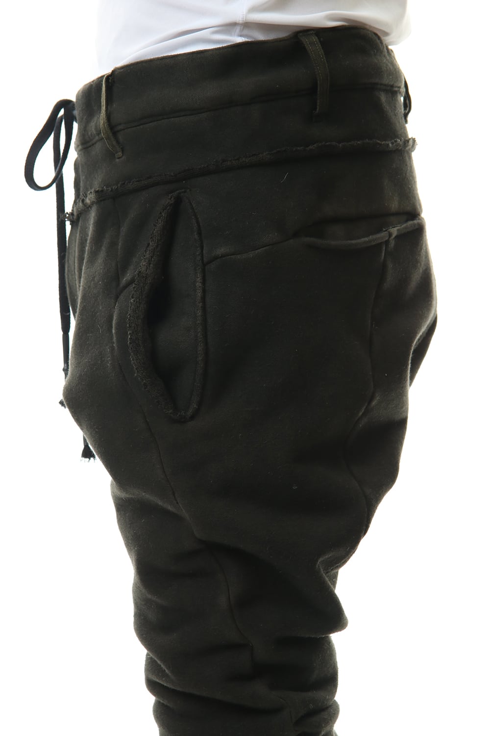 ハイパーストレッチ コットンジャージー ドロップクロッチスリムパンツ カーキ