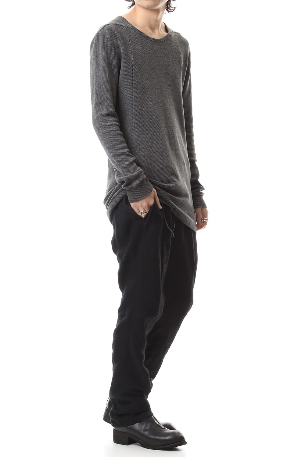 Linen Herringbone Tuck Tapered Pants