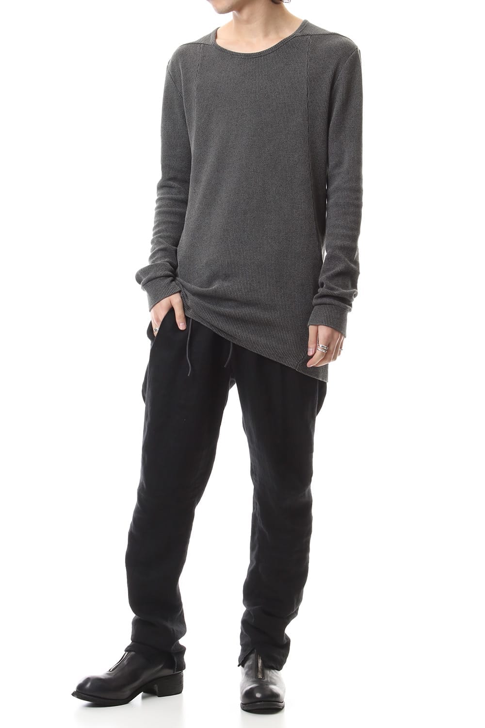 Linen Herringbone Tuck Tapered Pants