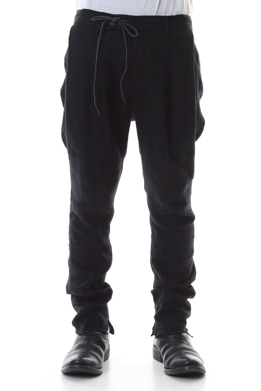 Linen Herringbone Tuck Tapered Pants