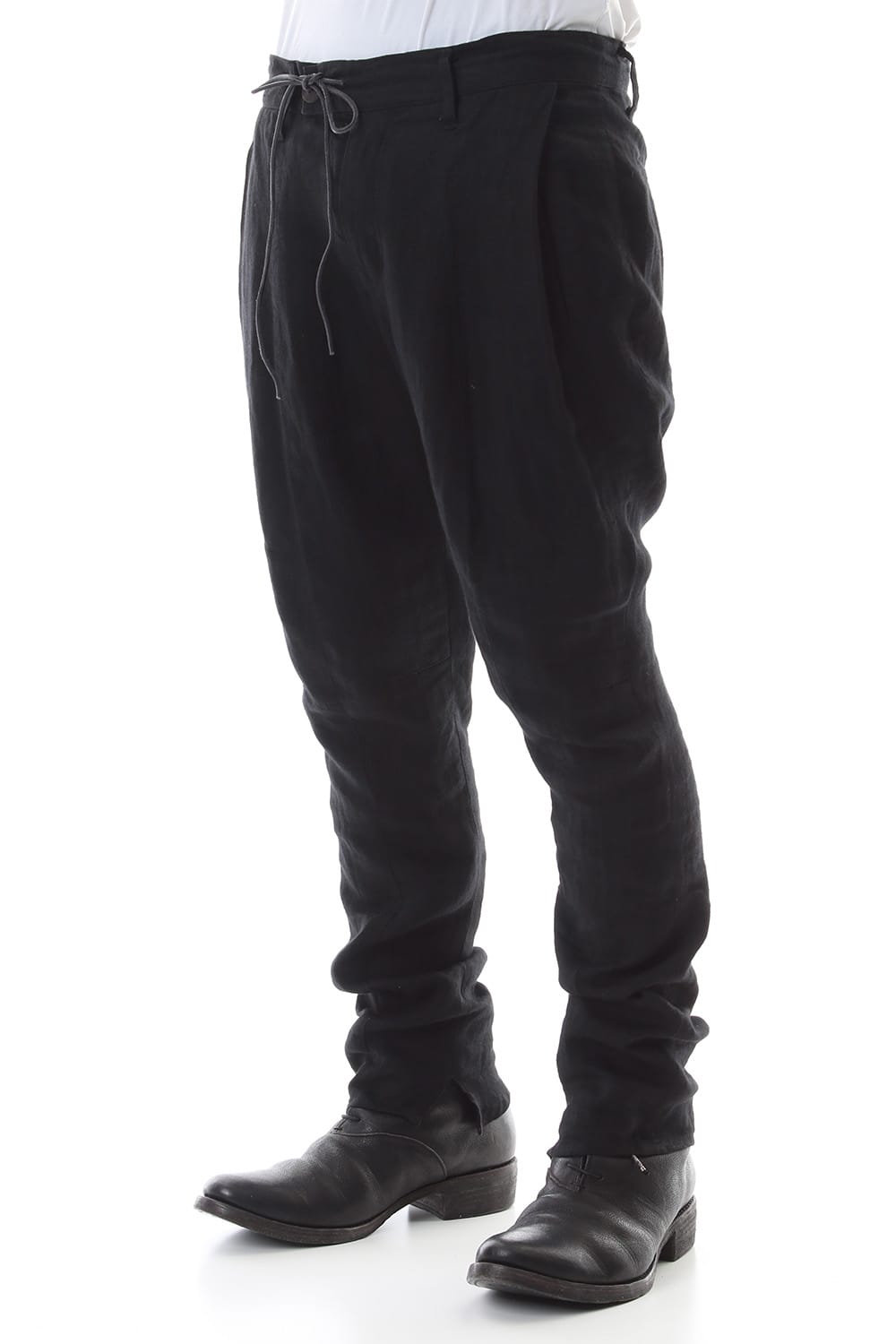 Linen Herringbone Tuck Tapered Pants