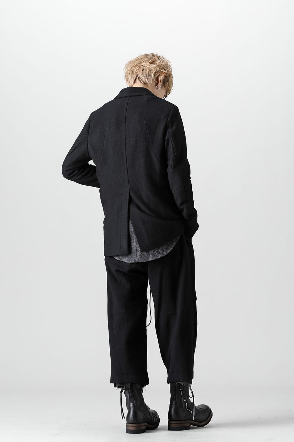 Minimal Dobby Striped Pleated Cropped Pants Black