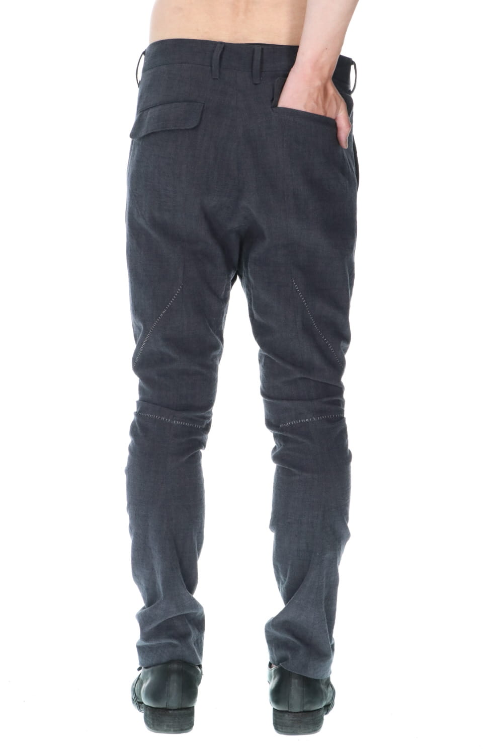 Washer Cotton Semi-Curved Slim Trousers Charcoal