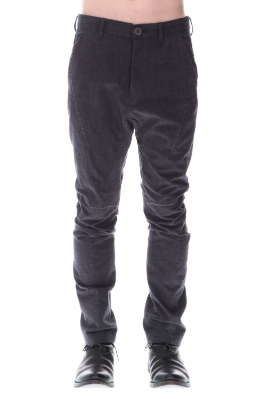 Washer Cotton Semi-Curved Slim Trousers Charcoal