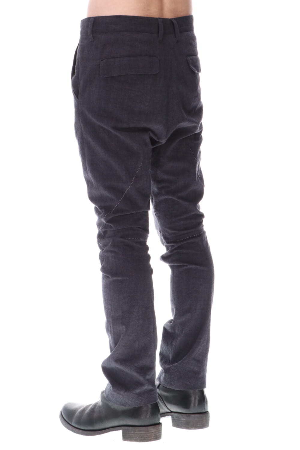 Washer Cotton Semi-Curved Slim Trousers Charcoal