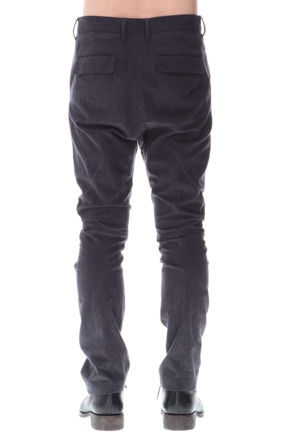 Washer Cotton Semi-Curved Slim Trousers Charcoal