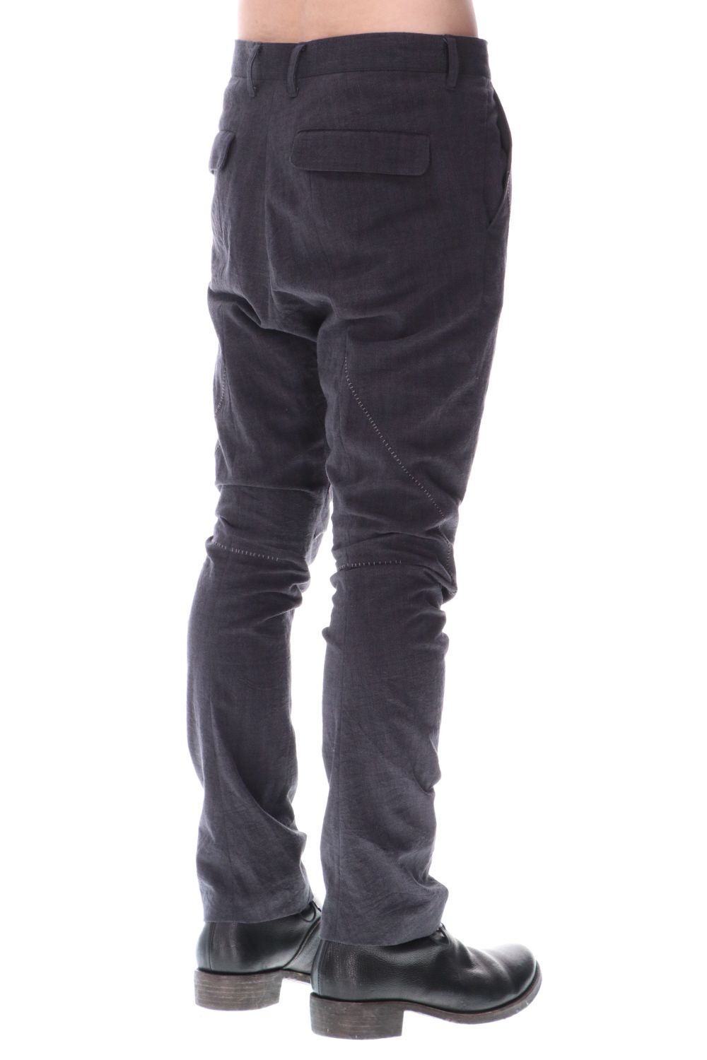 Washer Cotton Semi-Curved Slim Trousers Charcoal