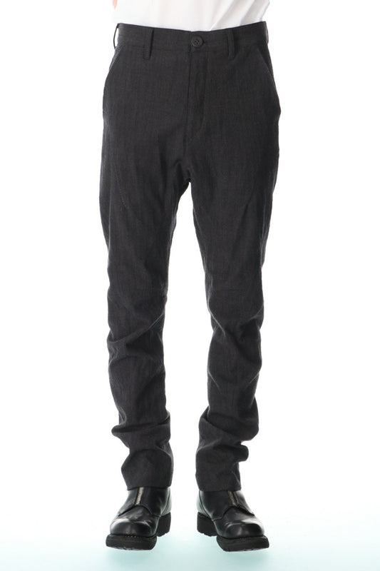 Washer Cotton Semi-Curved Slim Trousers Black