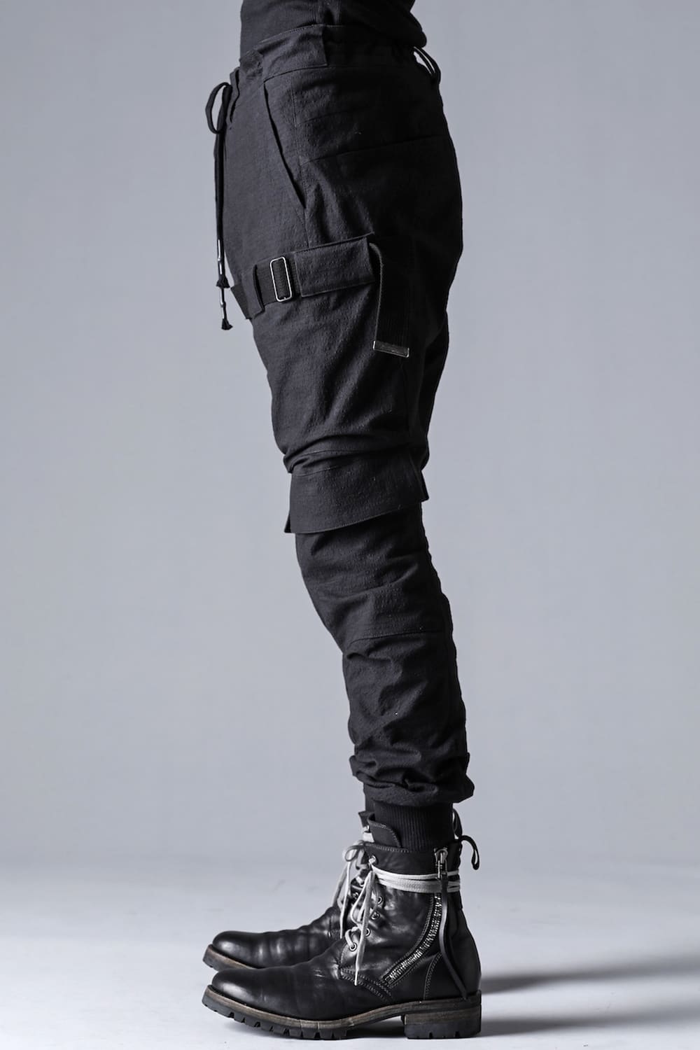 Dimple Washer Cotton Stretch Rip-Stop Multi-Pocket Cargo Jog Pants Black