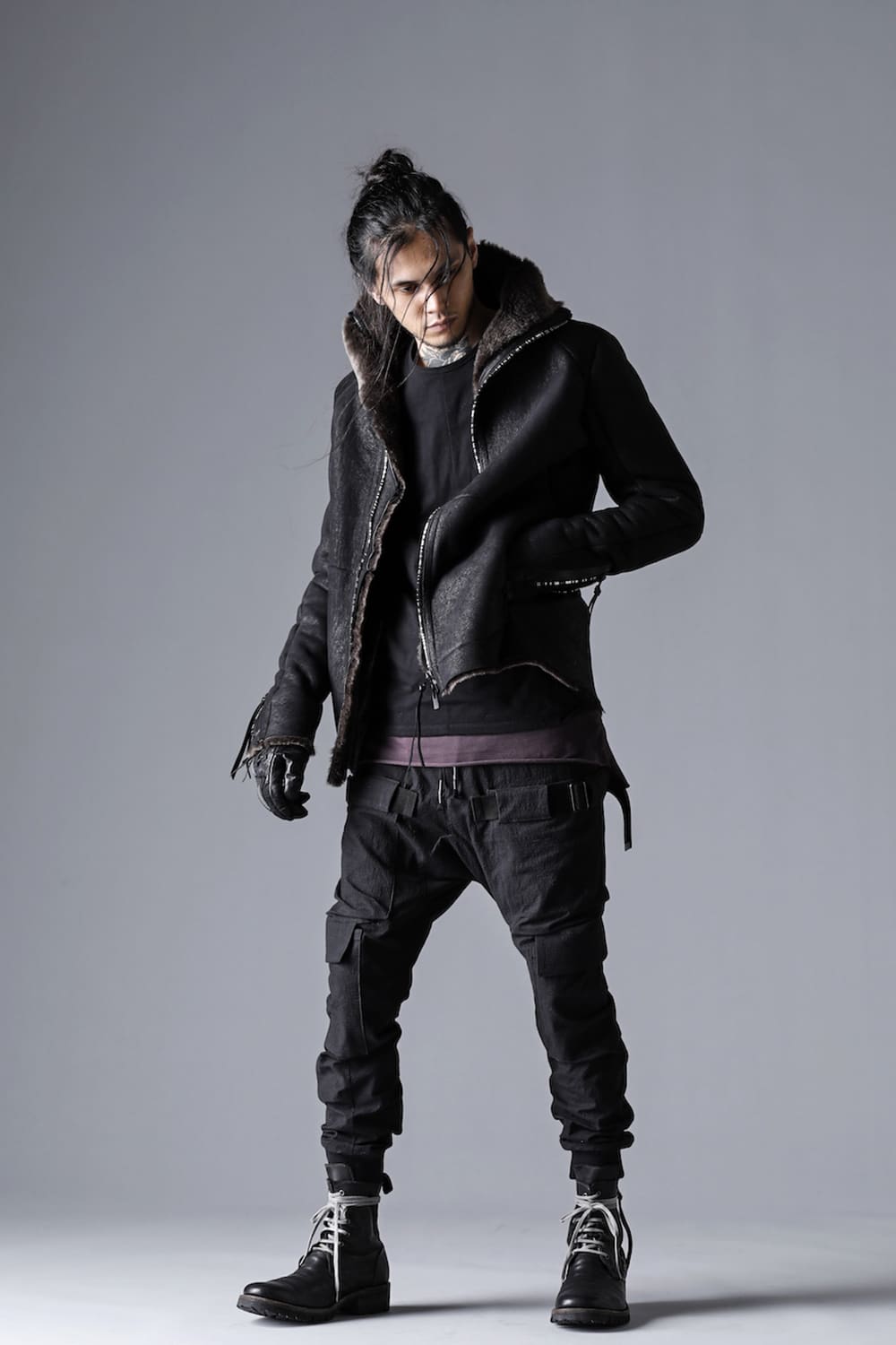 Dimple Washer Cotton Stretch Rip-Stop Multi-Pocket Cargo Jog Pants Black