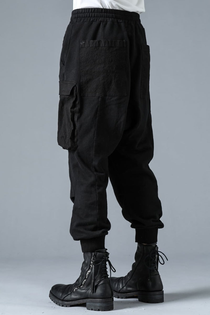 Untwisted Yarn Fleece-Lined Drop Crotch Cargo Wide Jogger Pants