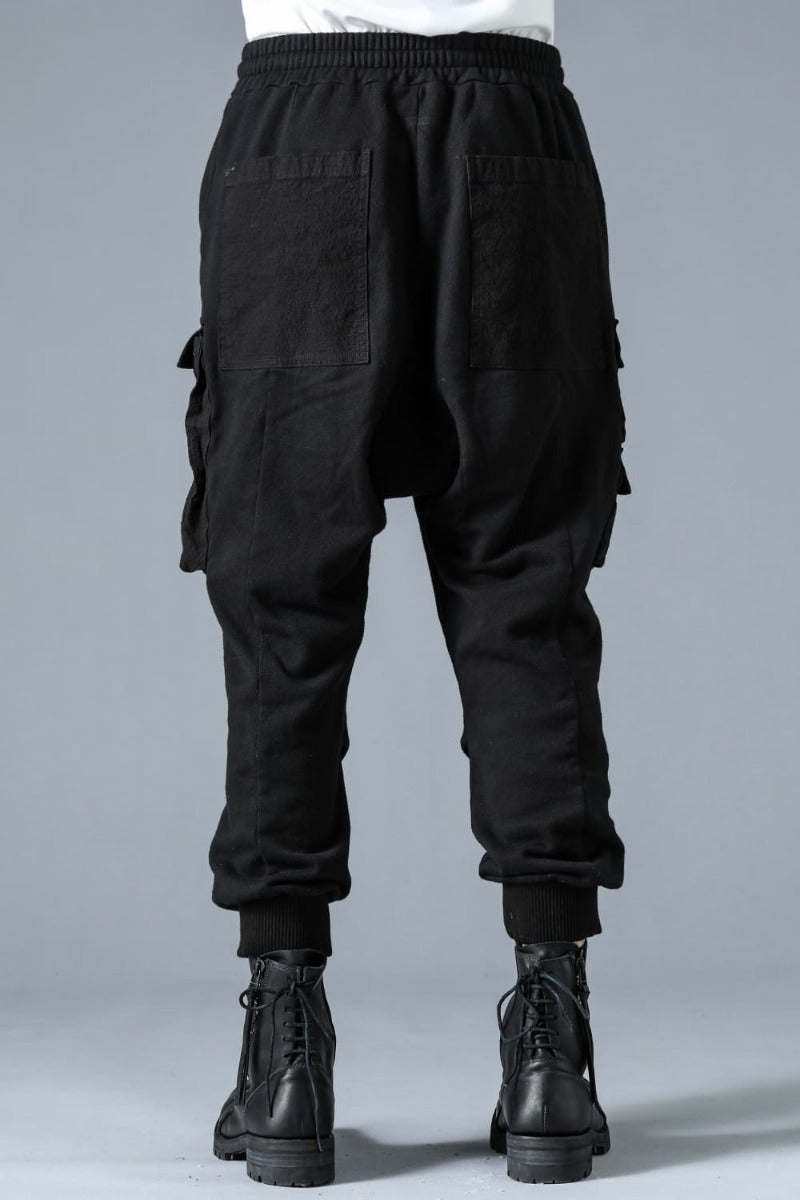 Untwisted Yarn Fleece-Lined Drop Crotch Cargo Wide Jogger Pants