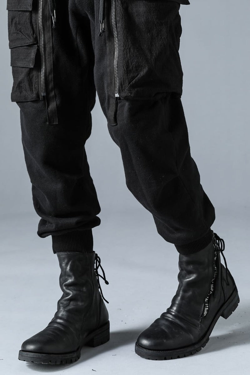 Untwisted Yarn Fleece-Lined Drop Crotch Cargo Wide Jogger Pants